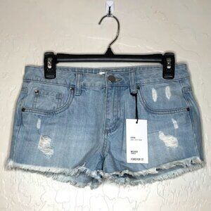 Forever 21 Distressed Mid Rise Denim Shorts Size 25 NWT